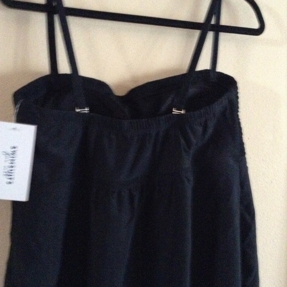 Plus sz Swimsuit for All black smocked bandeau top - Picture 9 of 12